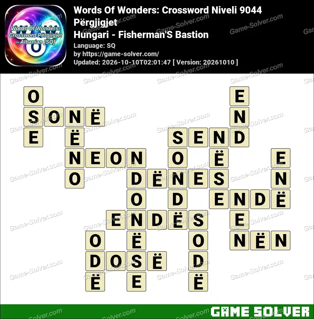 Words Of Wonders: Crossword Niveli 9044 Përgjigjet – Hungari – Fisherman’S Bastion